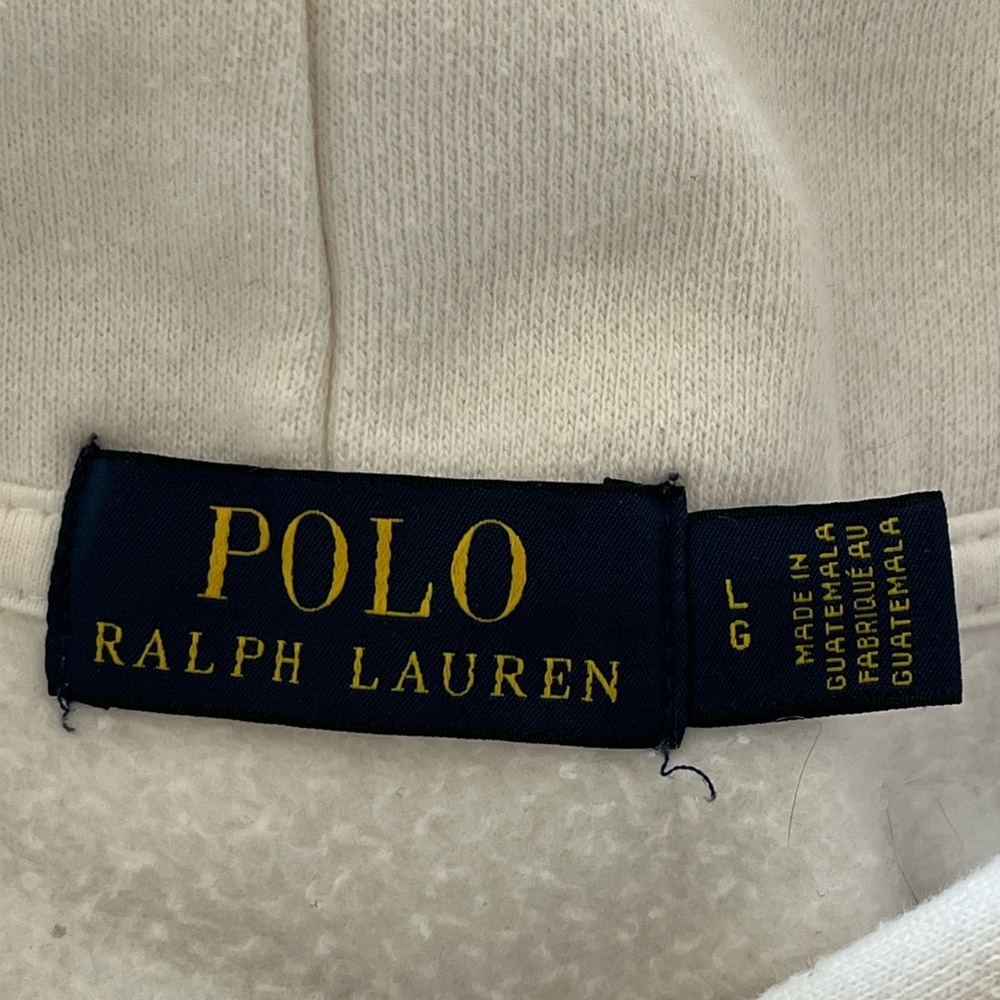 Polo Ralph Lauren Mens L White Beach Ball Polo Bear Hoodie Sweatshirt Preppy - Picture 8 of 16